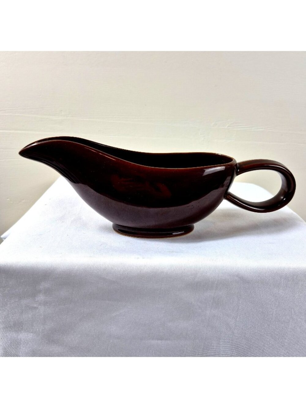 Vintage Dendy Stoneware England Brown Gravy Boat Sauce Jug 9.5"